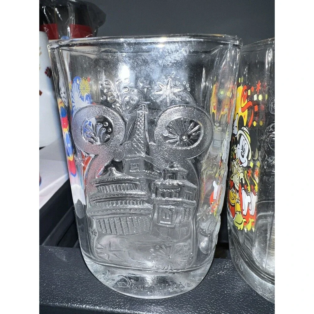 Walt Disney McDonalds 2000 All 4 Square Glasses Tumblers Complete Parks Vintage